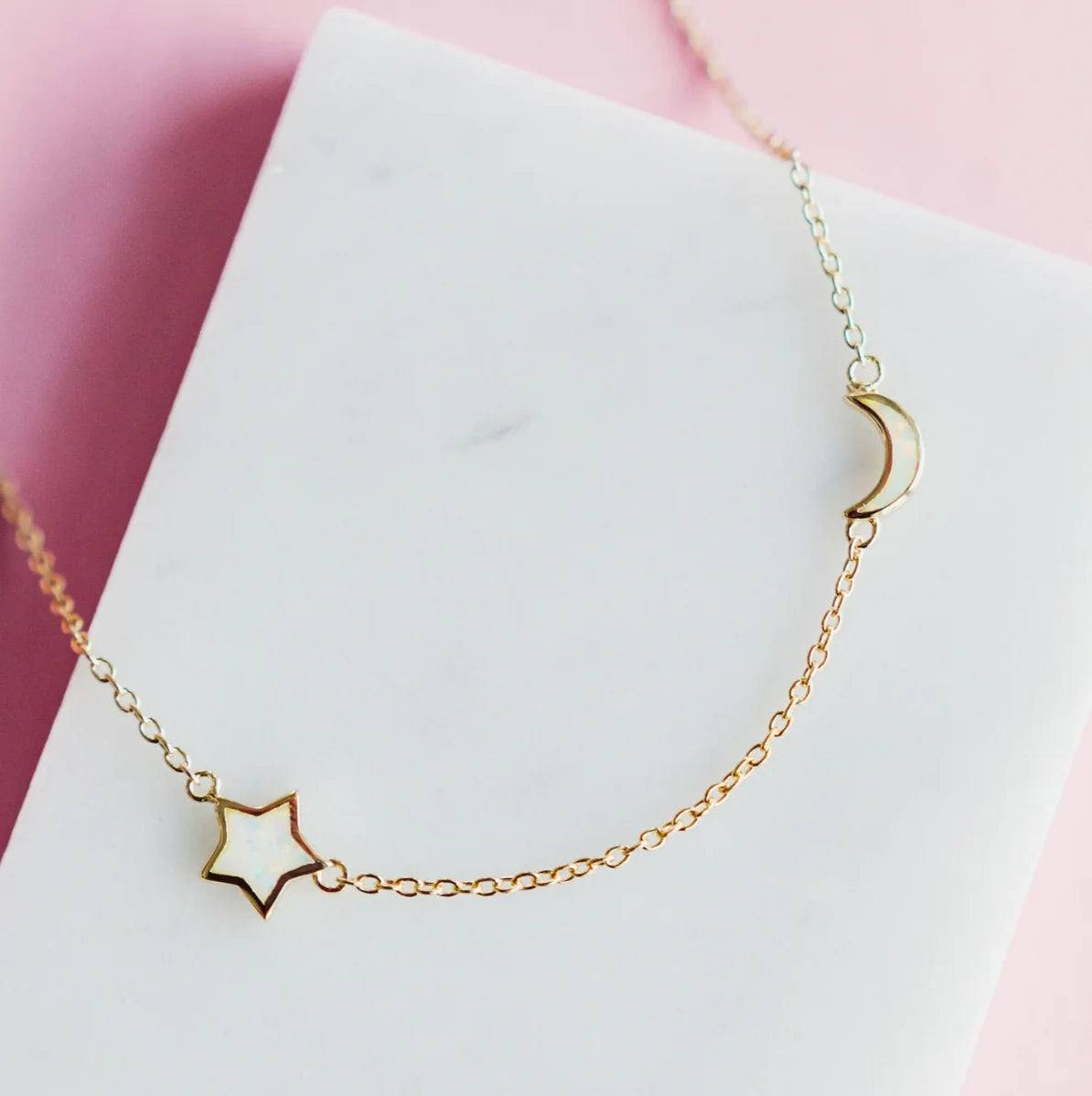 Chloe + Lois "Starry Night" Necklace in White Opal