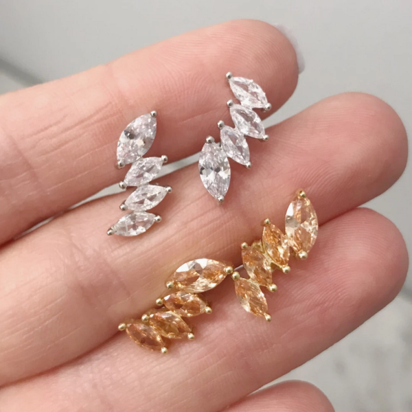 Cubic Zirconia "Crown" Ear Climbers - Jewelry - SierraLily