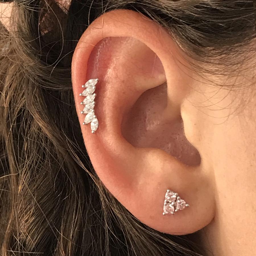 Sterling Silver White "Feather" Cubic Zirconia Ear Climbers - Jewelry - SierraLily