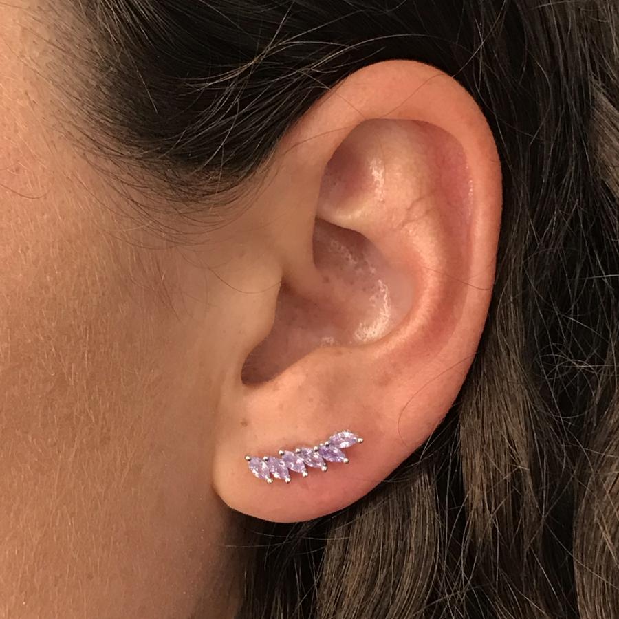 Sterling Silver Lavender "Feather" Cubic Zirconia Ear Climbers - Jewelry - SierraLily