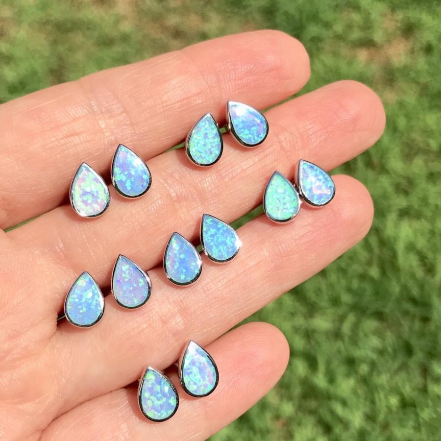 Sterling Silver Blue Opal "Drop in the Ocean" Stud Earrings - Jewelry - SierraLily
