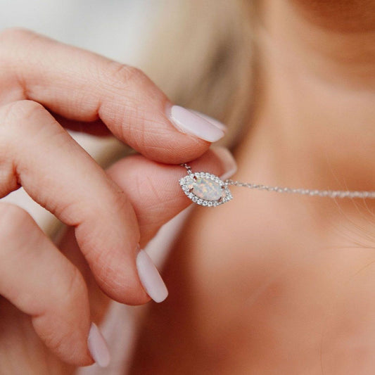 Chloe + Lois White Opal and CZ Good Eye Necklace