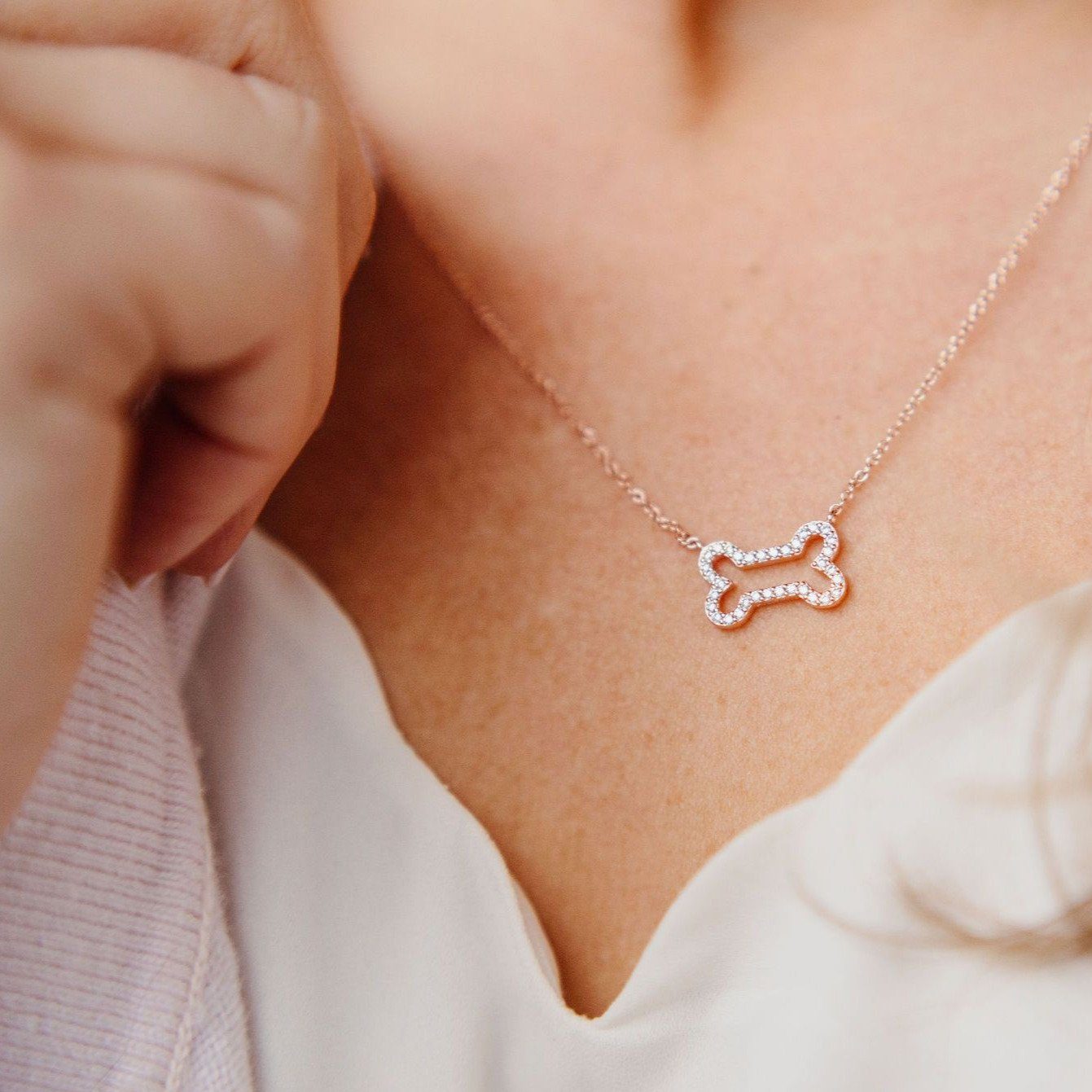 Chloe + Lois Glittering Dog Bone Necklace