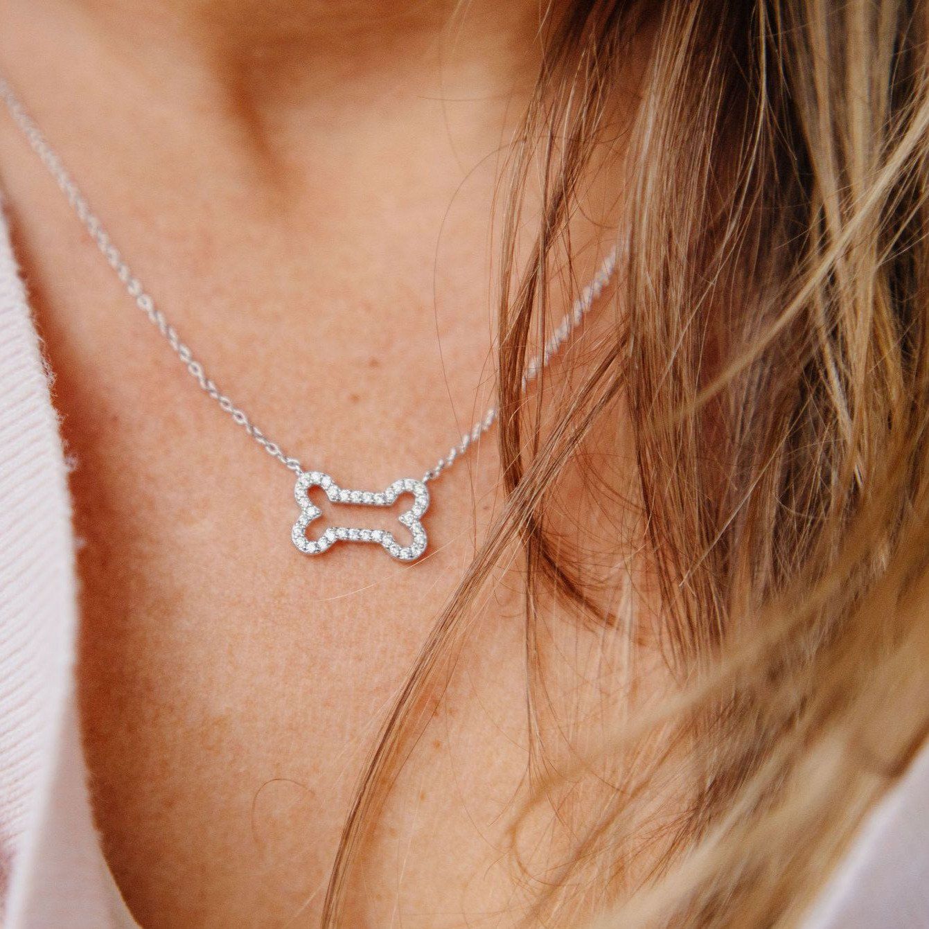Chloe + Lois Glittering Dog Bone Necklace