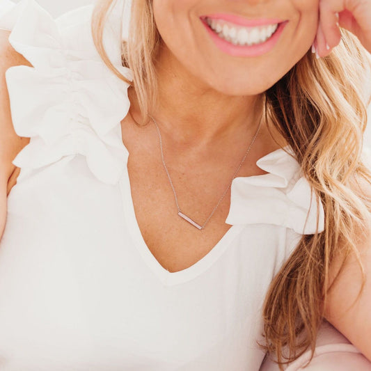 Chloe + Lois Cotton Candy Pink Opal Bar Layering Necklace