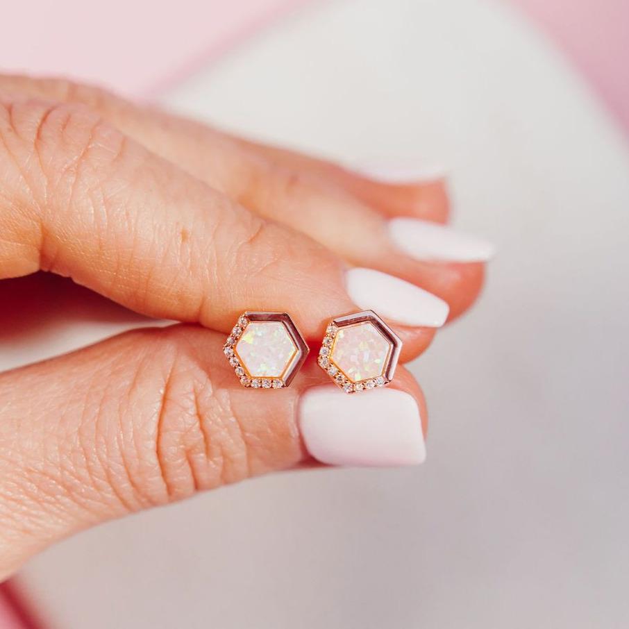 Chloe + Lois White Opal Stardust Studs