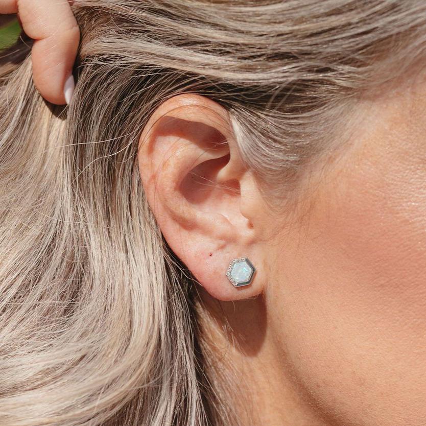 Chloe + Lois White Opal Stardust Studs