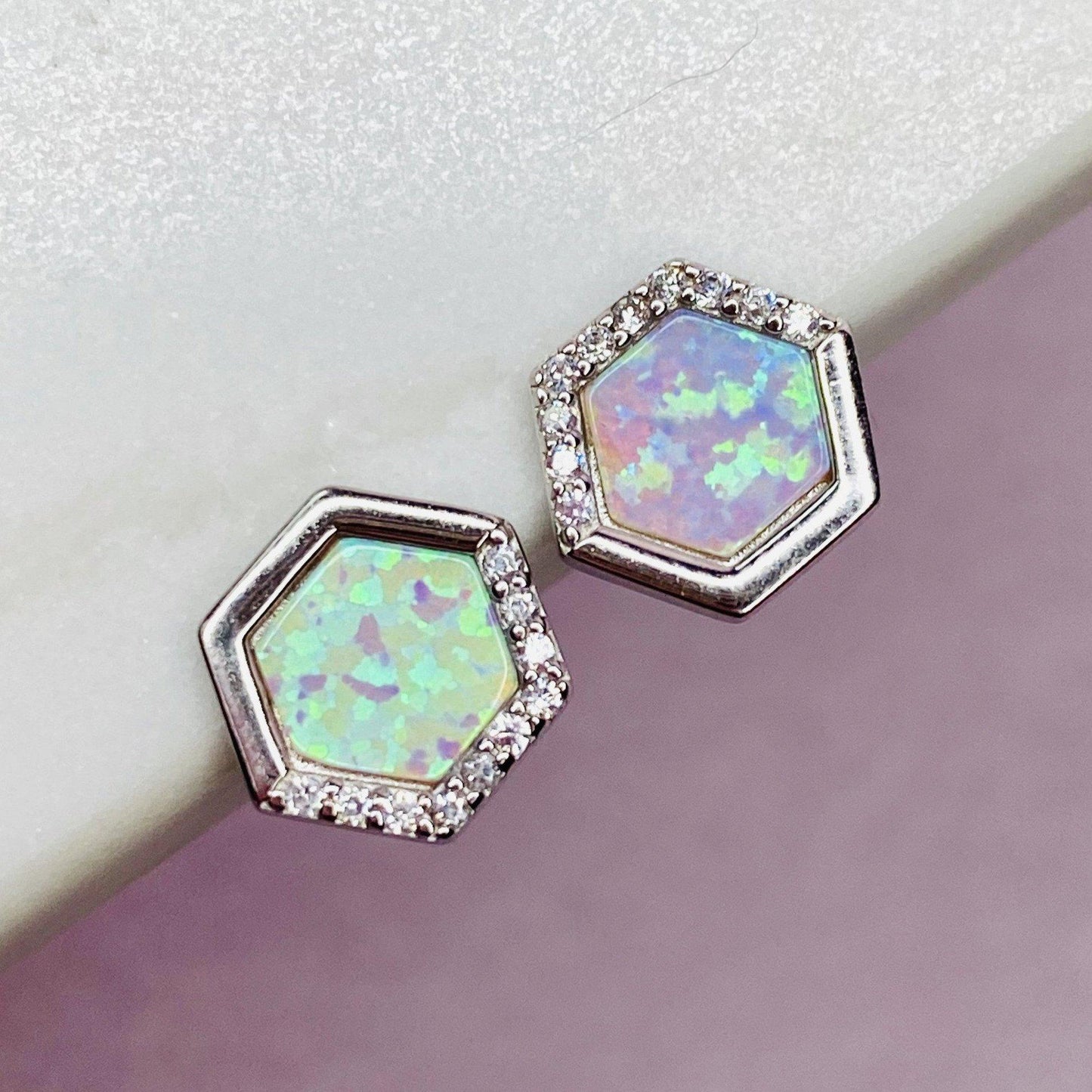 Chloe + Lois White Opal Stardust Studs