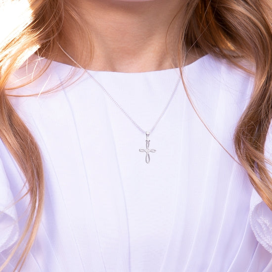 Cherished Moments Sterling Silver Girls Children's Cross Necklace for Children