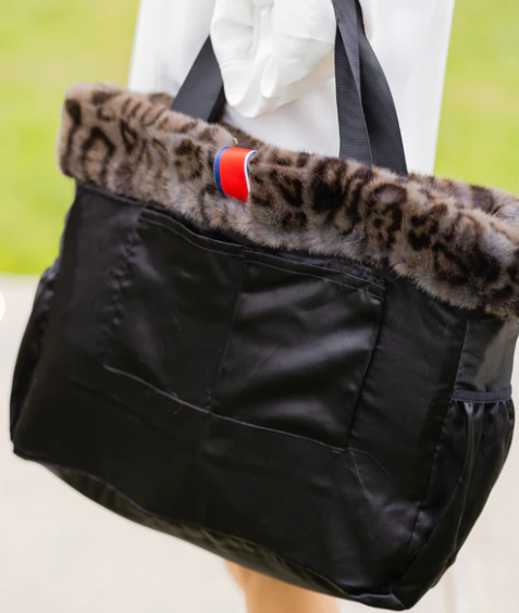 Pretty Rugged Reversible Faux Fur Oversized Tote - Grey Leopard