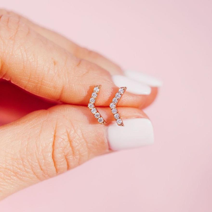 Chloe + Lois Slim Sparkling Chevron Studs