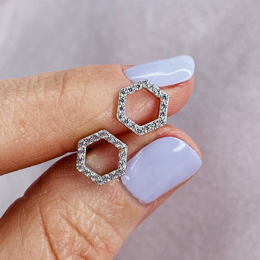 Chloe + Lois Slim Sparkling Hex Studs