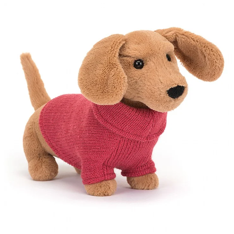 Jellycat Sweater Sausage Dog - Pink