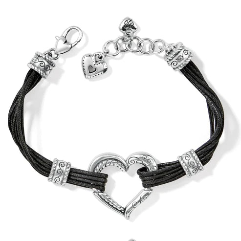 Brighton Heritage Heart Bracelet Silver/Black