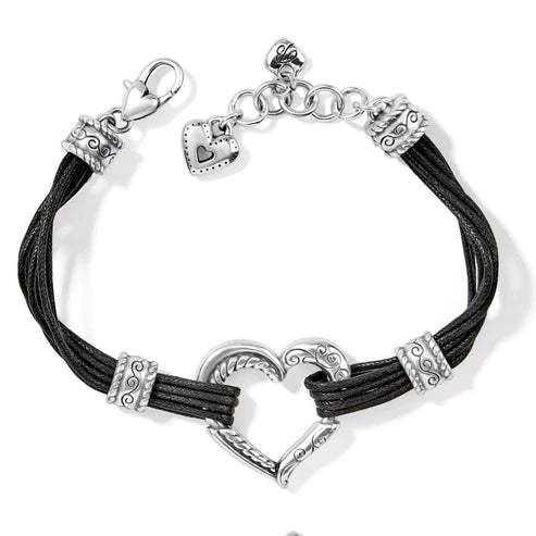 Brighton Heritage Heart Bracelet Silver/Black