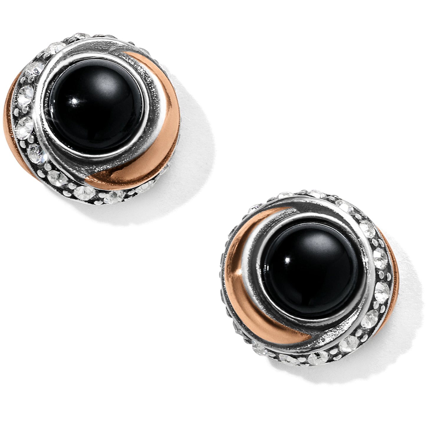Brighton Neptune's Rings Black Agate Button Earrings