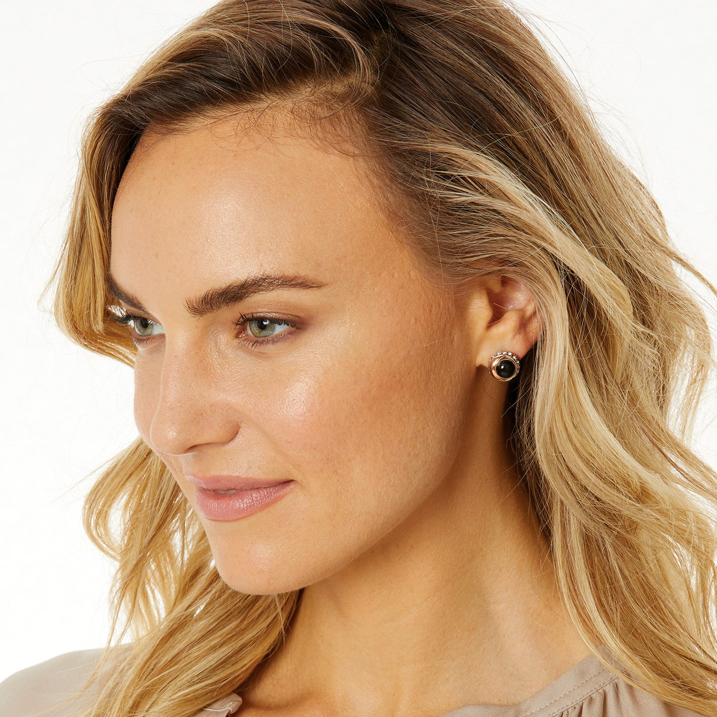 Brighton Neptune's Rings Black Agate Button Earrings