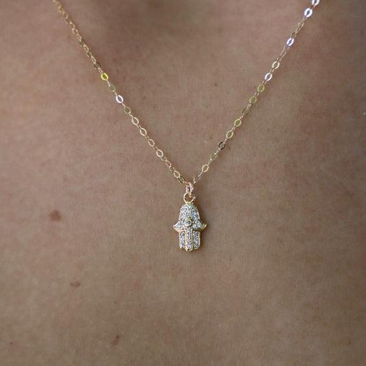 Katie Waltman Jewelry Petite CZ Hamsa Hand Necklace