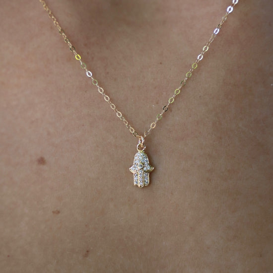 Katie Waltman Jewelry Petite CZ Hamsa Hand Necklace
