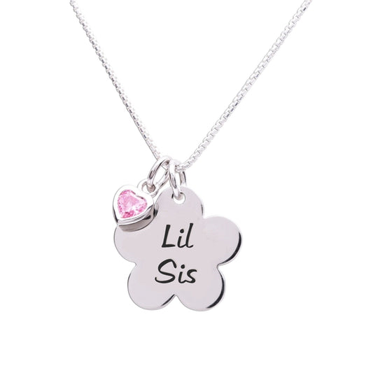 Cherished Moments Sterling Silver Little Sis Daisy Necklace for Girls and Sisters