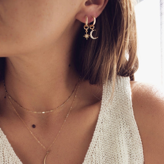 Katie Waltman Jewelry Moon and Star Huggies