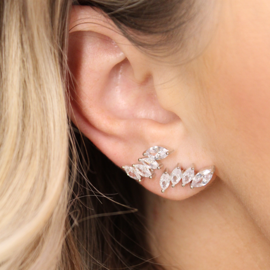 Cubic Zirconia "Crown" Ear Climbers - Jewelry - SierraLily