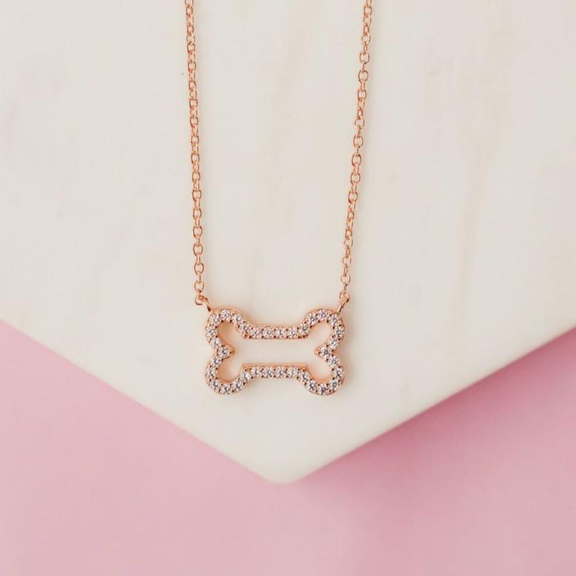Chloe + Lois Glittering Dog Bone Necklace