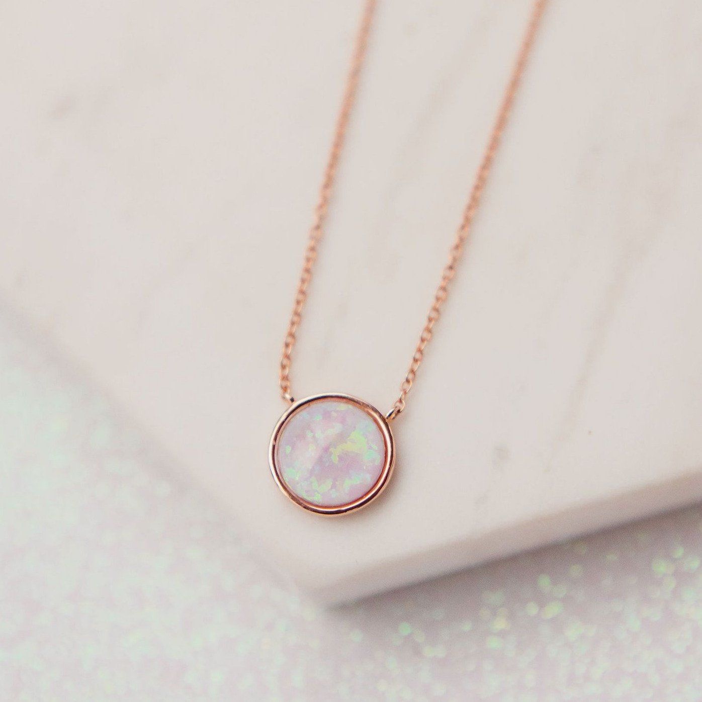 Chloe + Lois Milky Blue Opal Solitaire Necklace