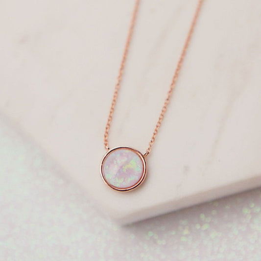 Chloe + Lois Milky Blue Opal Solitaire Necklace