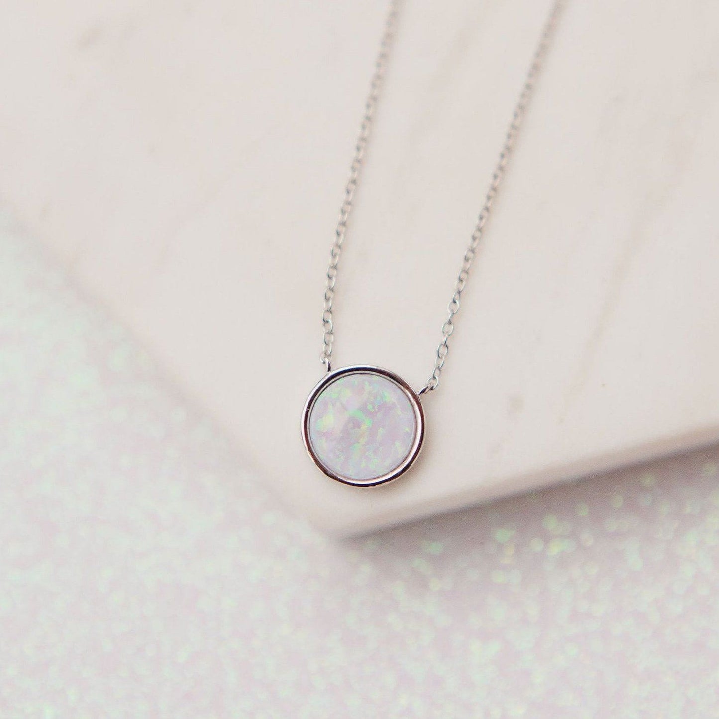 Chloe + Lois Milky Blue Opal Solitaire Necklace