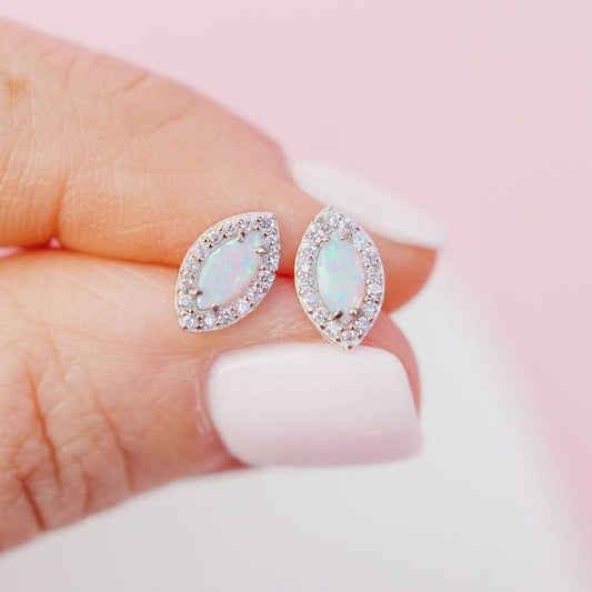 Chloe + Lois White Opal Good Eye Studs