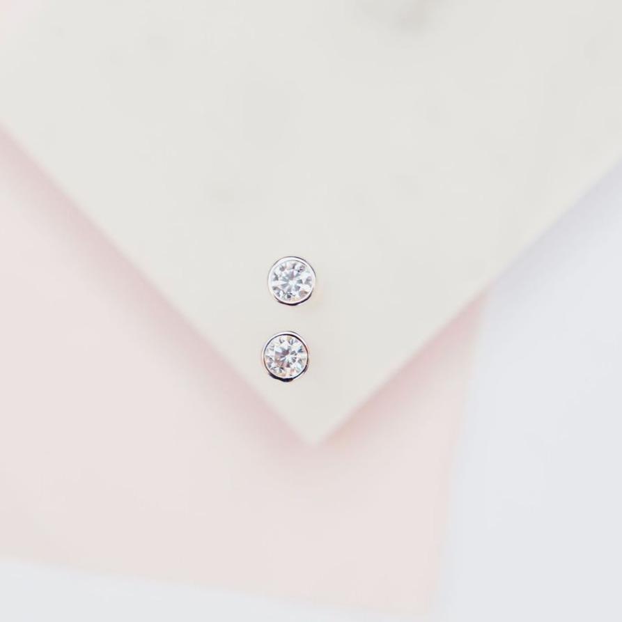 Chloe + Lois White CZ Sparkle Dot  Studs