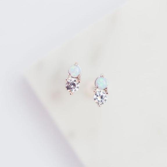 Chloe + Lois Milky Blue Opal CZ Twinkle Studs