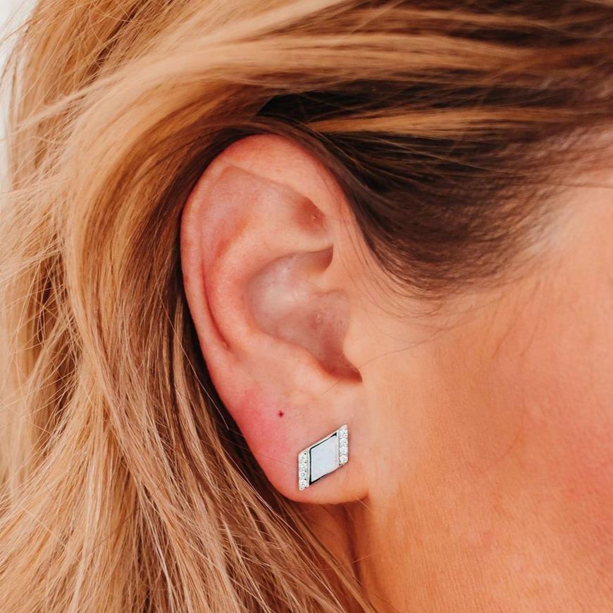 Chloe + Lois Pink Opal Deco Studs