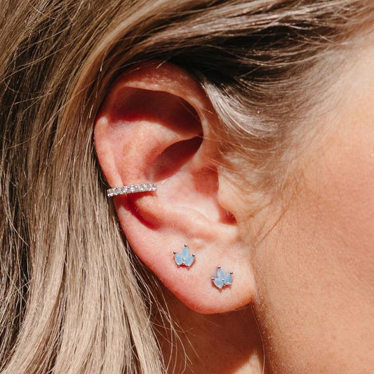 Chloe + Lois Milky Blue Mini Crown Studs