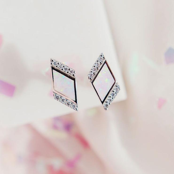Chloe + Lois Pink Opal Deco Studs