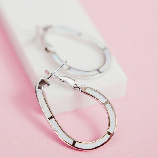 Chloe + Lois White Opal Glow Hoops