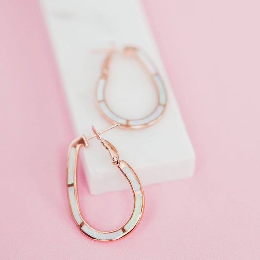 Chloe + Lois White Opal Glow Hoops