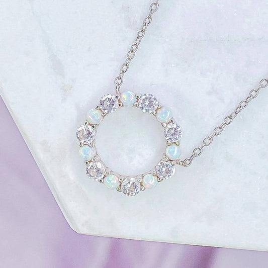 Chloe + Lois White Opal Infinity Necklace