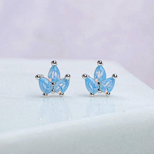 Chloe + Lois Milky Blue Mini Crown Studs