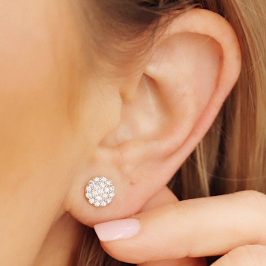 Chloe + Lois Sterling Silver Pavé Disc Stud Earrings