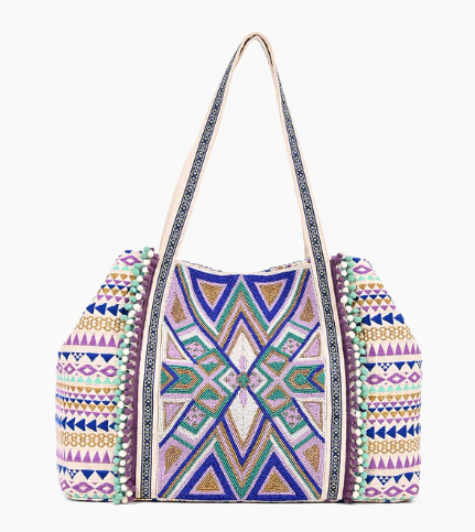 America & Beyond Ella Tribal Embellished Tote