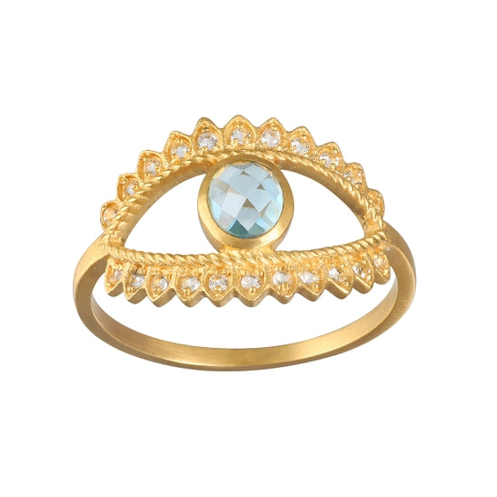 Satya Fancy Blue Topaz Eye Ring Gold