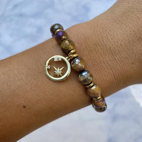T. Jazelle Gold Collection -Tigers Eye Stone Bracelet with What is Meant to Be Gold Charm