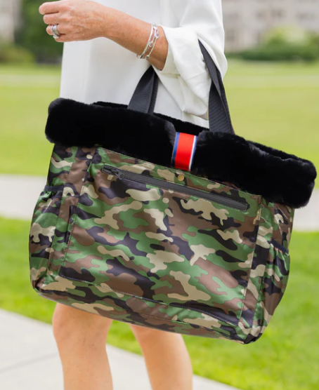 Pretty Rugged Reversible Faux Fur Oversized Tote - Black