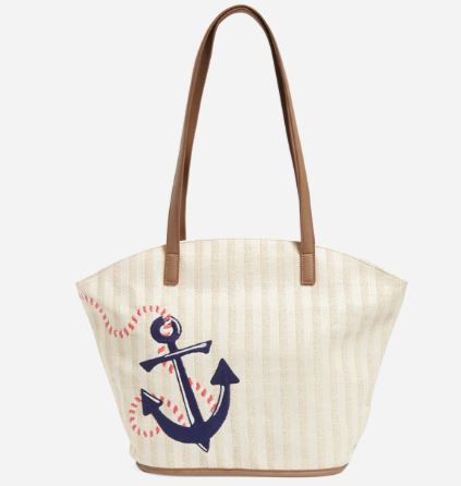 Vera Bradley Straw Tote in Regatta Anchor Navy